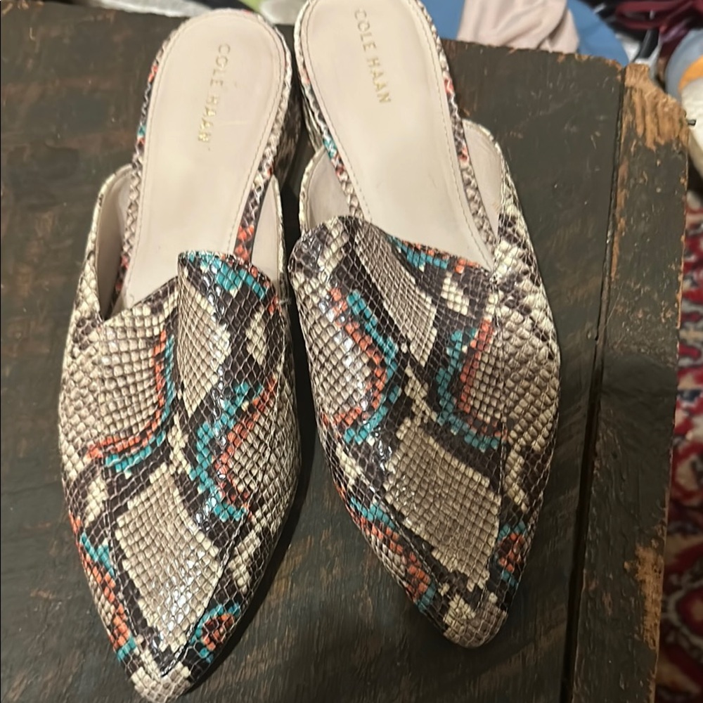 Cole Haan Women's Snakeskin Pattern Mules - Multicolor